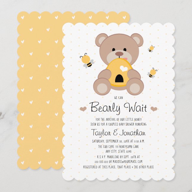 Kleine Honey Bearly Wait Baby Dusche (Vorne/Hinten)