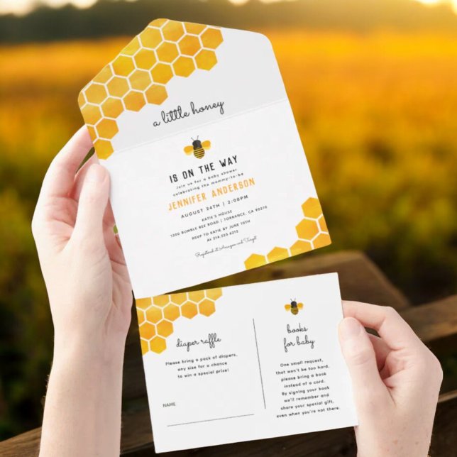 Kleine Honey Bee Baby Dusche All In One Einladung (Von Creator hochgeladen)