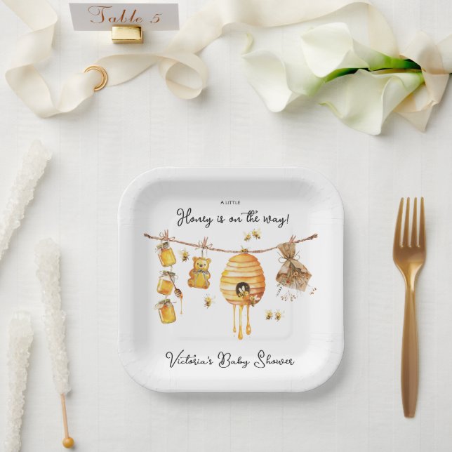 Kleine Honey Bee Baby Duschkabine Pappteller (Hochzeit)