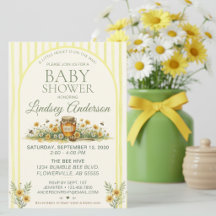 Kleine Honig-Baby-Shower-Einladung Biene Wildblume
