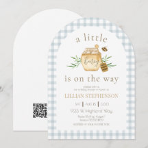 Kleine Honig Im Anflug Blaue Biene Baby Shower QR