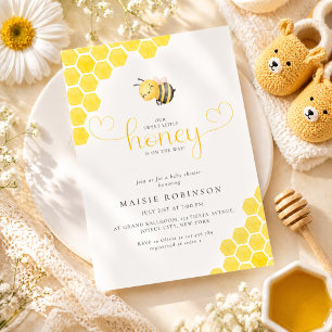 Kleine Honig ist auf dem Weg Honigwabe Babyparty Einladung