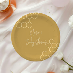 Kleine Honig-Minimal-Golden Beige Babydusche Pappteller