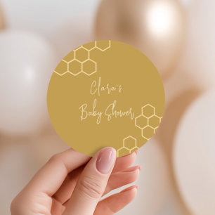 Kleine Honig-Minimal-Golden Beige Babydusche Runder Aufkleber