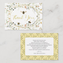 Kleine Honig-Wildblumen-Bienen-Baby-Shower-Dankesc
