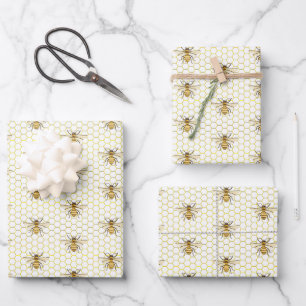 Kleine Honigbiene Auf Dem Weg Gelbe Babyparty Geschenkpapier Set