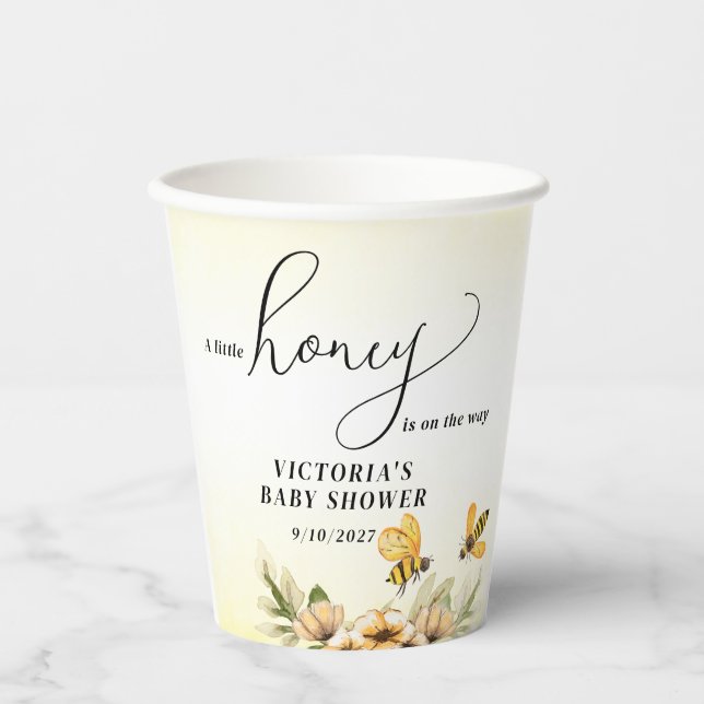 Kleine Honigbiene Babydusche Pappbecher (Vorderseite)