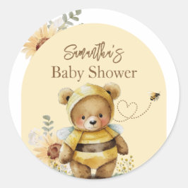 Kleine Honigbienen Bear Baby Dusche Runder Aufkleber