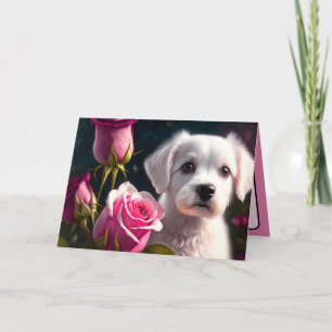Kleine Hund und Rosen-Kollektion Karte