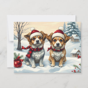 Kleine Hunde in Preppy Winter Attraktion und Hat W Postkarte