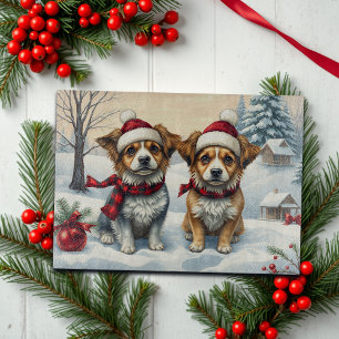 Kleine Hunde in Preppy Winter Attraktion und Hat W Schneidebrett