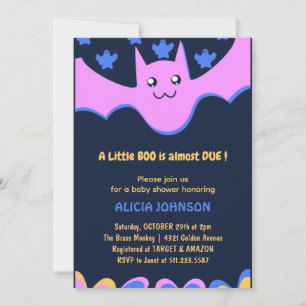 Kleine Hupe Süße Fledermaus Rosa Halloween-Baby-Pa Einladung