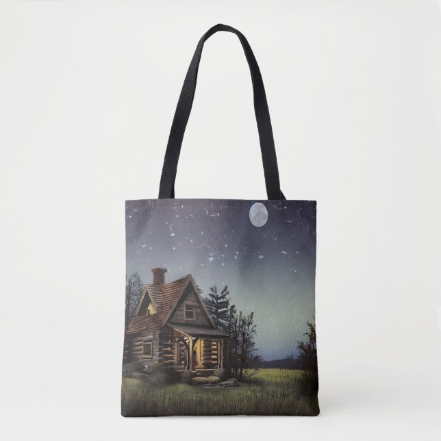 Kleine Hütte im Mondschein Tasche (Vorderseite)