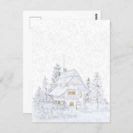 KLEINE HÜTTE IM SCHNEE | Paintable© Postkarte