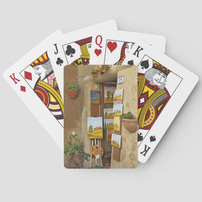 Kleine Hütte mit Kunstwerken zum Verkauf auf Gehst Spielkarten (Rückseite)