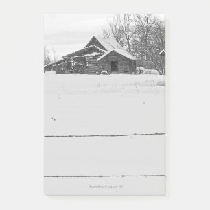 Kleine Hütten mit Zaun-Winter-Szene Post-it Klebezettel