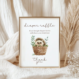 Kleine Igel-Windel-Raffel-Baby-Shower-Spiel Poster