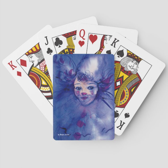 KLEINE IN LILA Karnevalsgesichtern Spielkarten (Rückseite)