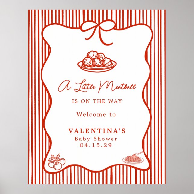 Kleine italienische Fleischbällchen-Babyparty  Poster (Vorne)