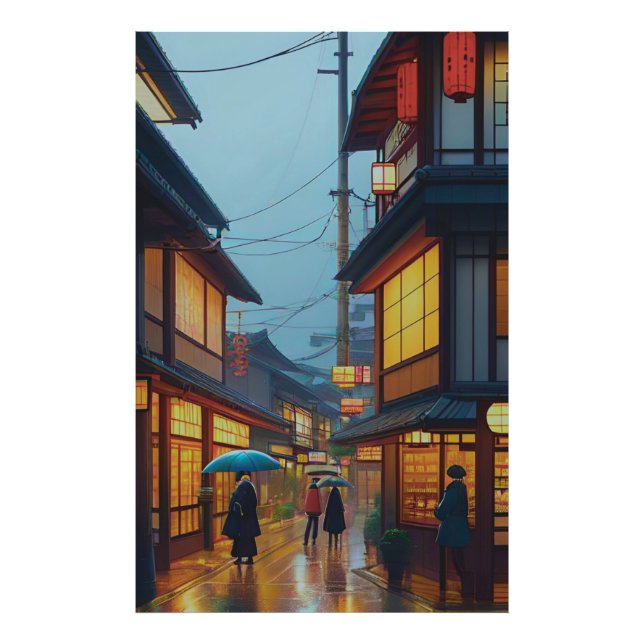 Kleine japanische Rainy Road Fotodruck (Vorne)
