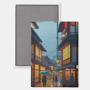 Kleine japanische Rainy Road Magnet