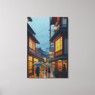 Kleine japanische Regenstraße Leinwanddruck