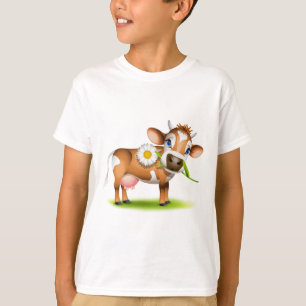 Kleine Jersey-Kuh, die Gänseblümchen isst T-Shirt