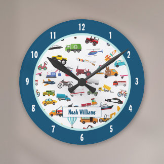 Kleine Junge Dinge, die Autos bewegen Kid Runde Wanduhr