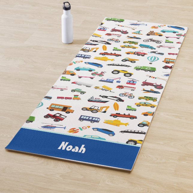 Kleine Junge Dinge, die Fahrzeuge bewegen Kid Name Yogamatte (Beispiel)