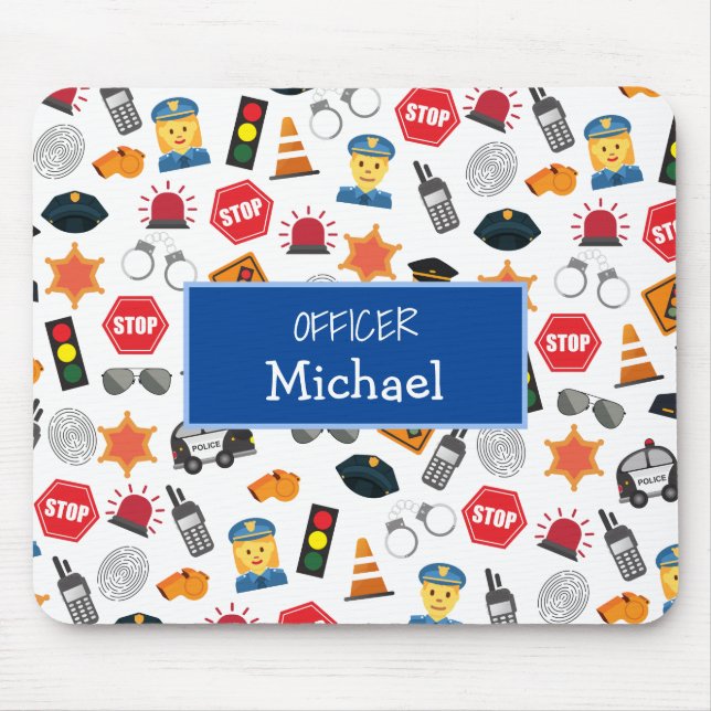 Kleine Jungs Polizeibeamte Pattern Kids Mousepad (Vorne)