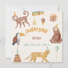 Kleine Jungtiere zum Geburtstag Dankeskarte