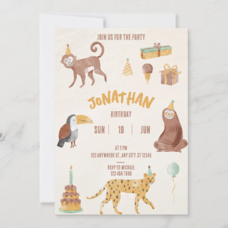 Kleine Jungtiere zum Geburtstag Einladung