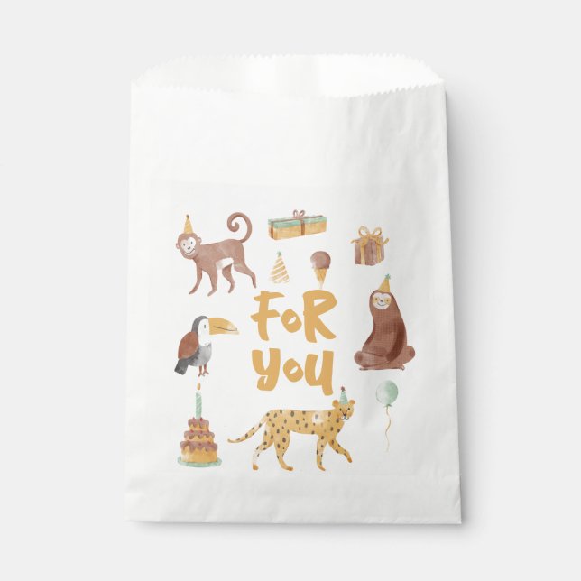 Kleine Jungtiere zum Geburtstag Geschenktütchen (Vorderseite)