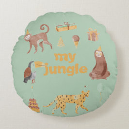 Kleine Jungtiere zum Geburtstag Rundes Kissen