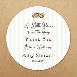 Kleine Kaffeebohne  Baby Shower Danke Runder Aufkleber