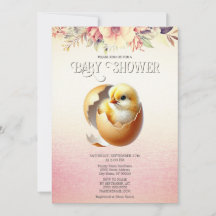 Kleine Kätzchen Hatching Bald Baby Dusche Einladun