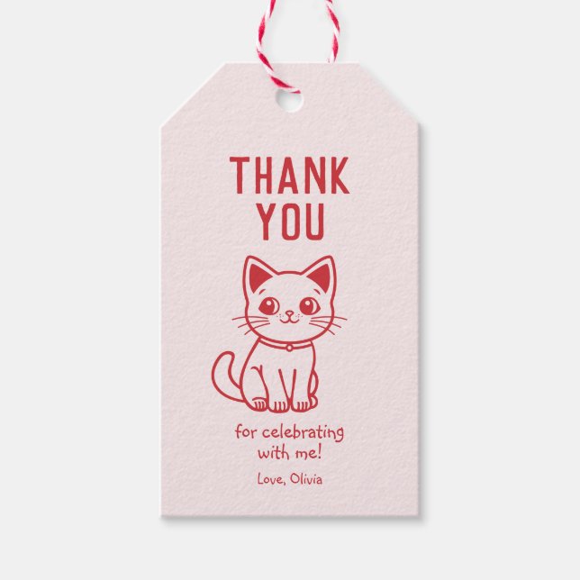 Kleine Katze danke (ÄNDERN ALLE FARBEN) Geschenkanhänger (Vorderseite)