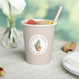 Kleine Keimling Neutrales Beige Baby Shower Pappbecher