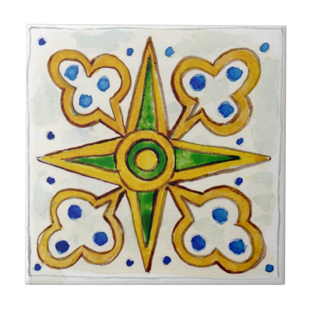 Kleine Keramik Kachel sizilianische Art "Trapani"  (Vorderseite)