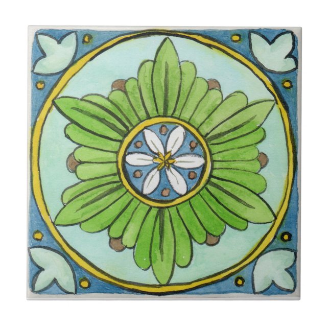 Kleine Keramik Kachel Sizilien inspiriert "Mozia" (Vorderseite)