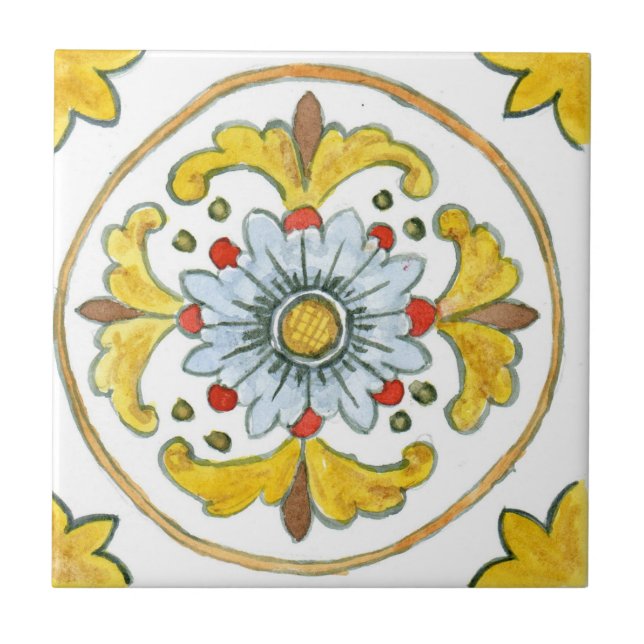 Kleine Keramik Kachel Sizilien inspiriert "Nubia" (Vorderseite)