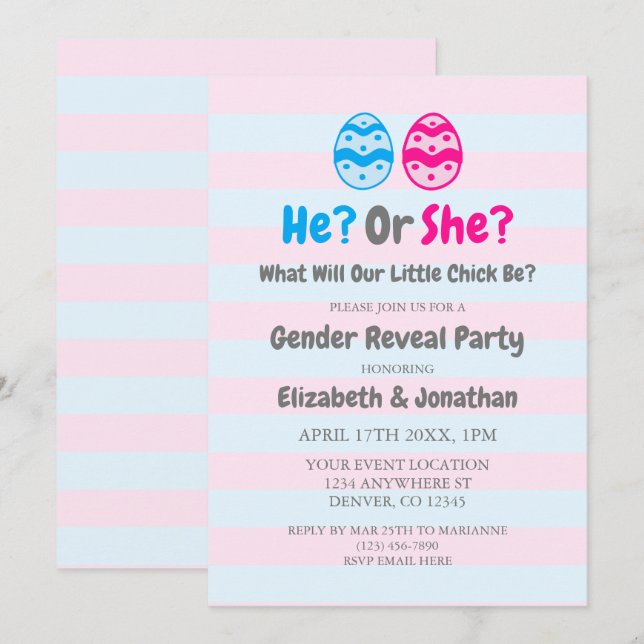 Kleine Kick Gender Reveal Einladung (Vorne/Hinten)