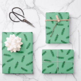 Kleine Kiefernbäume Weihnachtsverpackung Geschenkpapier Set