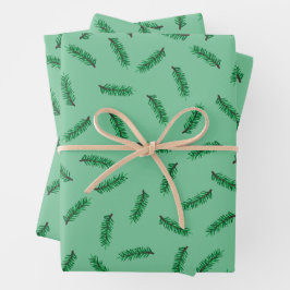 Kleine Kiefernbäume Weihnachtsverpackung Geschenkpapier Set