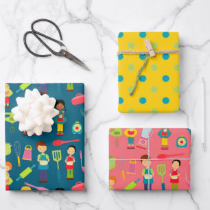 Kleine Kinder Kochen Packpapier 2 Geschenkpapier Set