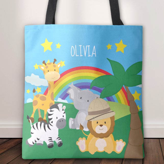 Kleine Kinder Safari Jungle Tiere und Vorname Tasche (Von Creator hochgeladen)