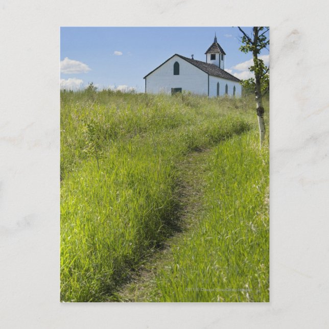 Kleine Kirche auf den kanadischen Prärien Postkarte (Vorderseite)