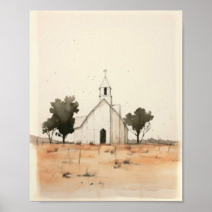 Kleine Kirche im Grünen - Jesus Art und B Poster