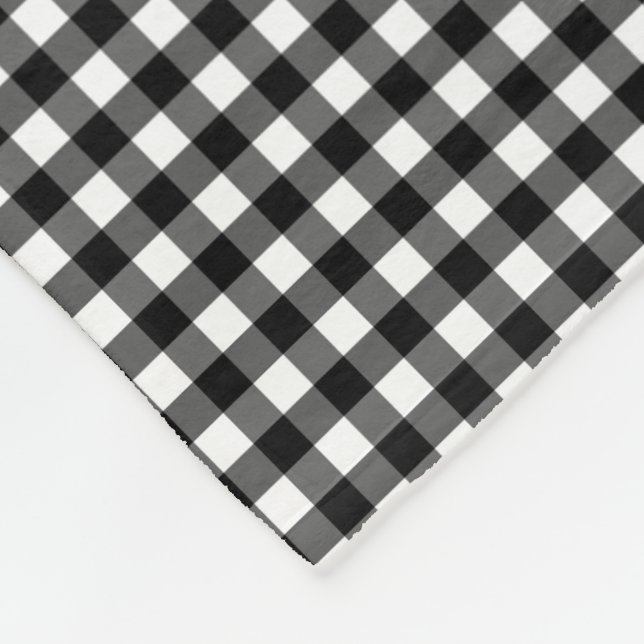 Kleine klassische Gingham-Karo-Karo-Muster Schwarz Fleecedecke (Ecke)