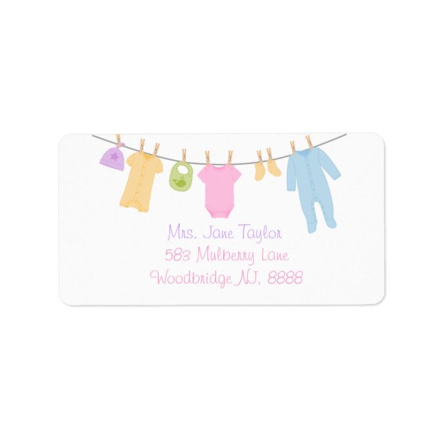 Kleine Kleidung Baby Dusche Rücksendeadressen-Aufk Adressaufkleber (Vorne)